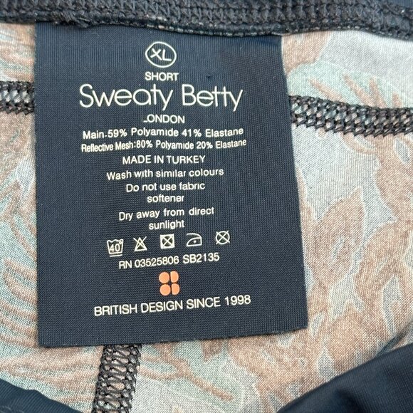 Sweaty Betty Leggings Running Tights Dark Green Botanical Print Active Gym XLP - Picture 2 of 13